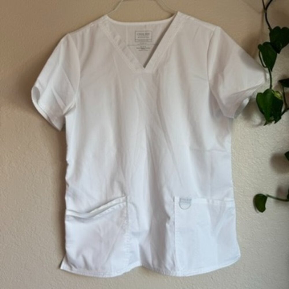 Cherokee Authentic Workwear Revolution Scrub Top - White, Size M